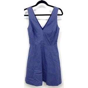 Victorias Secret Dress Fit Flare Women Size 8 Purple White Polka Dot Vintage B82